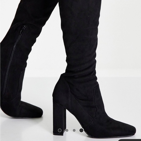 NWT ASOS DESIGN PETITE BLOCK HEELED OVER THE KNEE BOOTS IN BLACK SIZE 6 - Picture 6 of 6